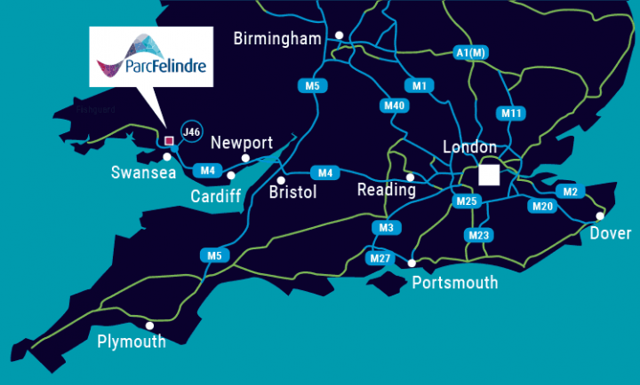 Pac Felindre UK Location Map